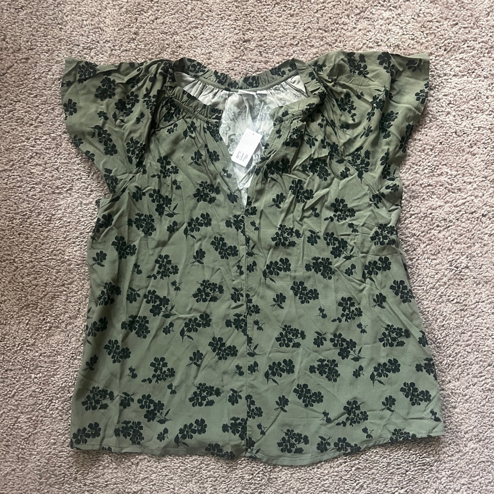 Gap Green Flower Blouse